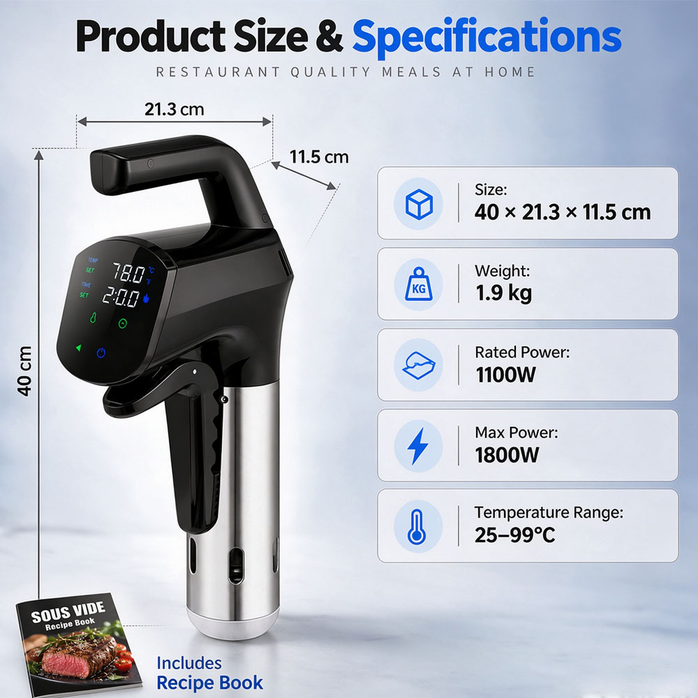 جهاز طهي سو فيد واي فاي 1800 و - مراجعة Digital Sous Vide Precision Cooker وسعره